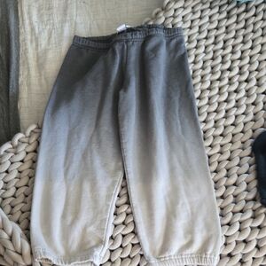 Hard Tail Ombre Gray-to-Cream Capris Sweatpants